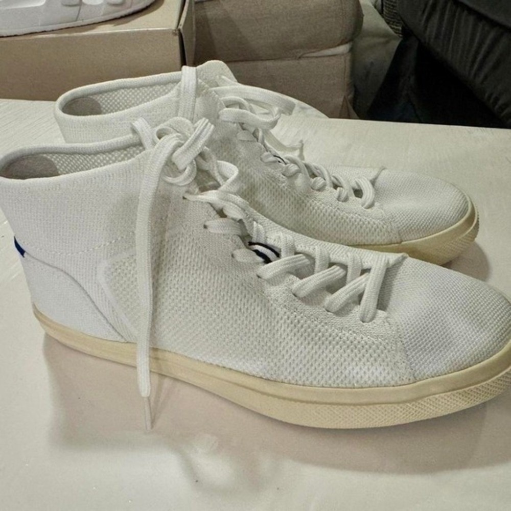 Rothys‎ RS01 High Top Sneakers Bright White Mens 10 Sustainable Knit 149-002